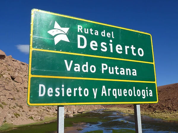 Road sign in Chile 2019. Creator: Unknown