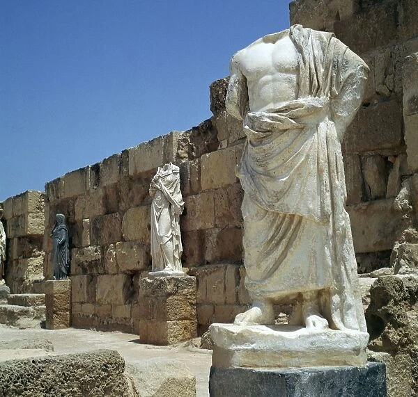 Roman statues in the gymnasium in Salamis, 3rd century
