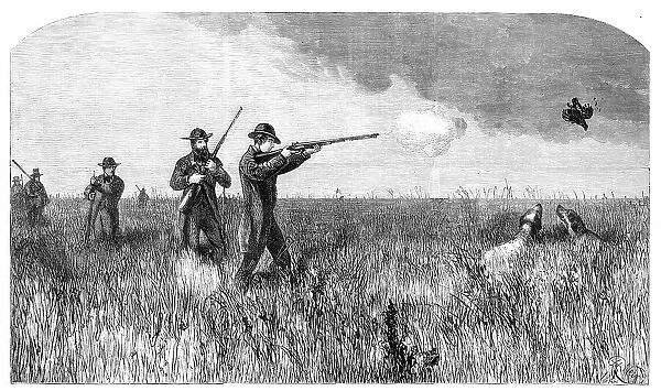 His Royal Highness the Prince of Wales shooting on the prairies of the far west, 1860. Creator: Harrison Weir