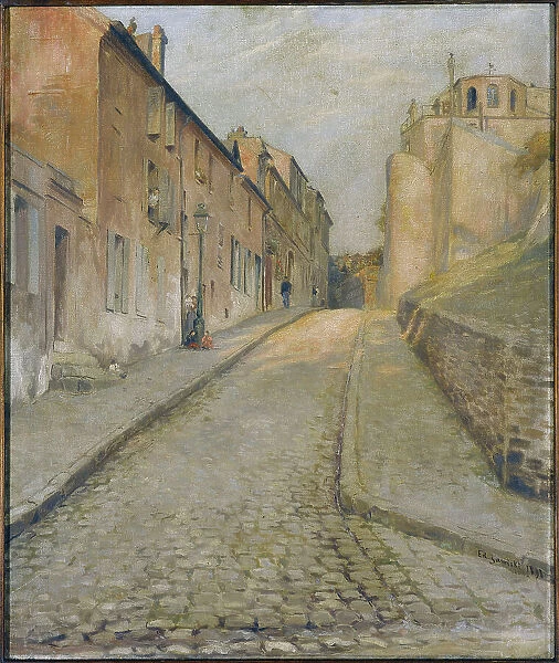 Rue Cortot in Montmartre, seen from rue des Saules, 1898. Creator: Edouard Zawiski