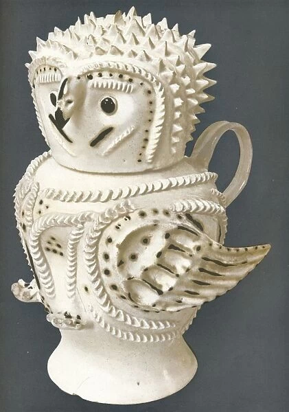A Salt-Glaze Owl used as a jug, the head for a cup, c1730-c1755, (1913)