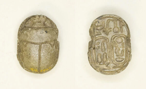 Scarab: Nebmaatra (Amenhotep III) and Queen Tiye, Egypt, New Kingdom, Dynasty 18