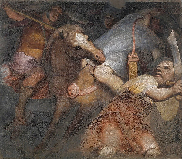 Scena di combattimento (battle scene), c.1557. Creator: Gambara, Lattanzio (around 1530-1574)