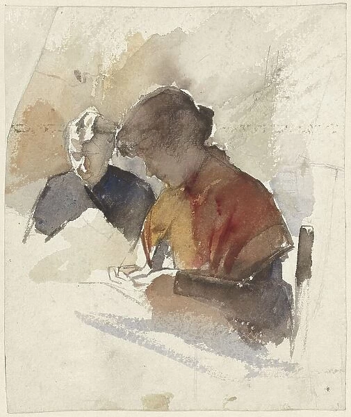 Two sewing women, 1865-1930. Creator: Jac van Looij