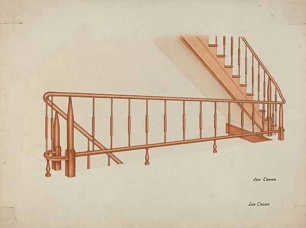 Shaker Stairway, c. 1941. Creator: Lon Cronk