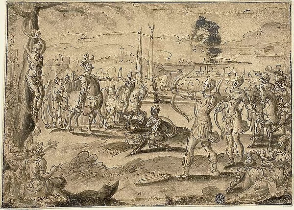 Shooting at Father's Corpse, 1584. Creator: Maerten van Heemskerck