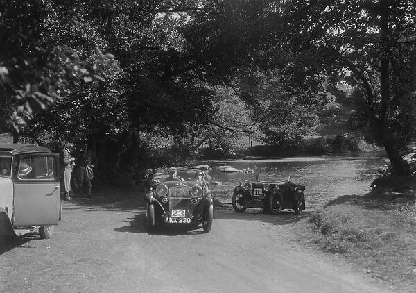 Singer Le Mans and MG D type at the Mid Surrey AC Barnstaple Trial, Tarr Steps, Exmoor, 1934