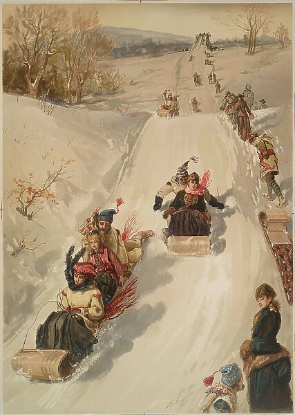 The sledding, c.1880. Creator: Sandham, Henry (1842-1910)