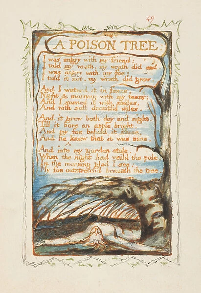 Songs of Innocence and of Experience: A Poison Tree, ca. 1825. Creator: William Blake