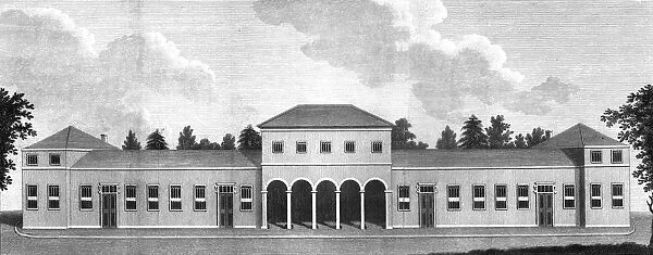 South view of the Earl of Darlingtons stables, Raby Castle, County Durham, 1798