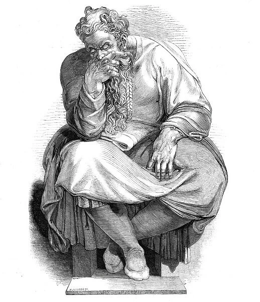 Specimen of wood-engraving - the Prophet Jeremiah, from the painting by Michael Angelo