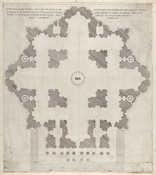 Speculum Romanae Magnificentiae: Plan of St. Peter s, 1569. Creator: Etienne Duperac