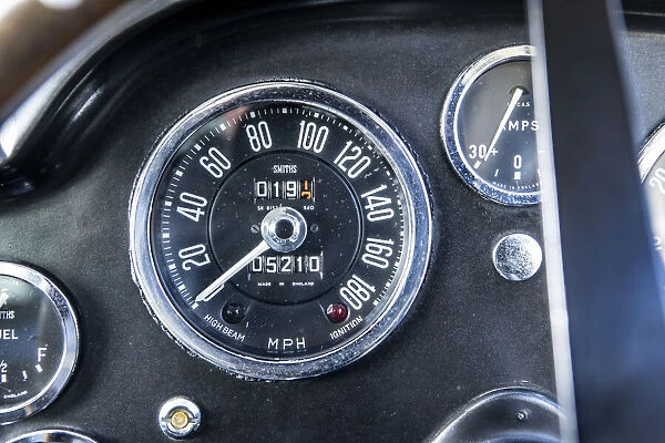 Speedometer of a 1961 Aston Martin DB4 GT SWB lightweight. Creator: Unknown