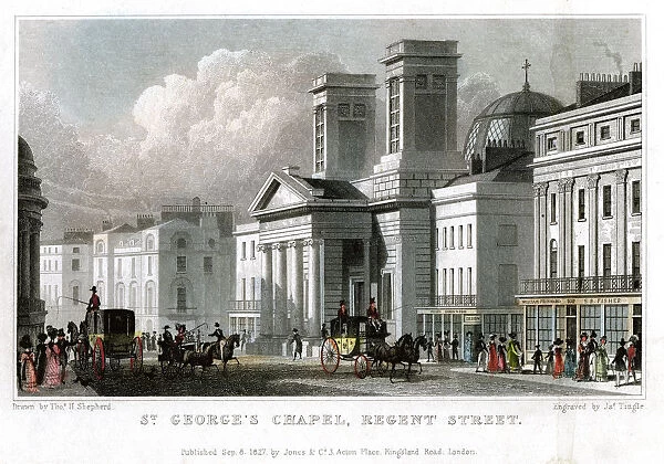 St Georges Chapel, Regent Street, Westminster, London, 1827. Artist: J Tingle