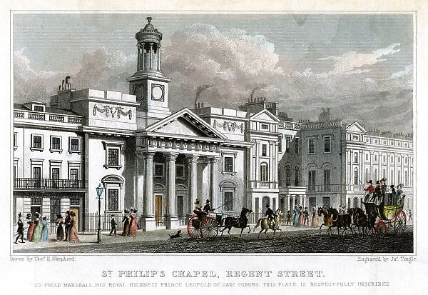St Philips Chapel, Regent Street, Westminster, London, 1827. Artist: J Tingle