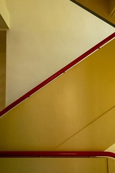 Staircase, Masters House. Restored paintwork. The Bauhaus building, Dessau, Germany, 2018