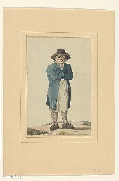 Standing man in blue jacket, 1700-1800. Creator: Anon
