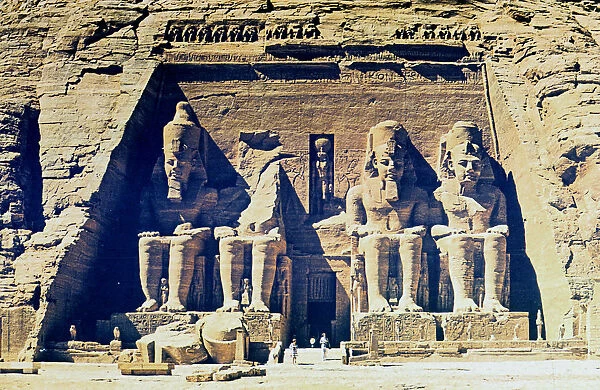 Statues of Rameses II outside the entrance to the main temple at Abu Simbel, Egypt, 13th Century BC