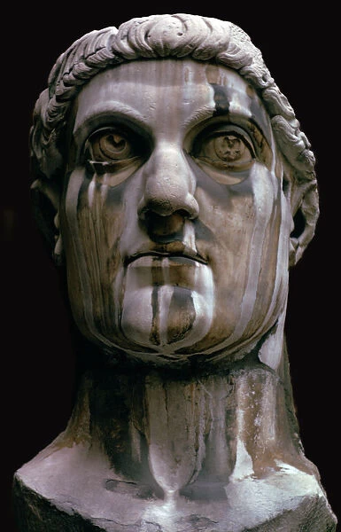Stone head of a colossal statue of Constantine I, 3rd century