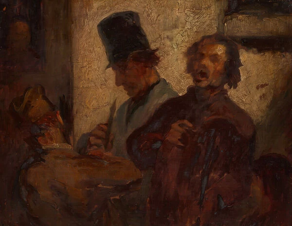 Street Musicians, c. 1855. Creator: Style of HonoreVictorin Daumier