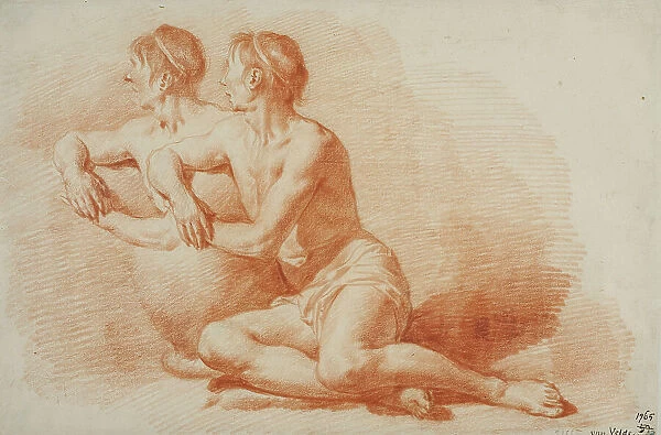 Study of a Male Nude Seated on the Ground. Creator: Adriaen van de Velde