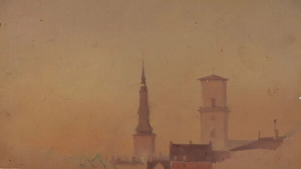 Study of the Spires of Petri Church and Church of Our Lady, 1841-1845. Creator: Wilhelm Peter Carl Petersen