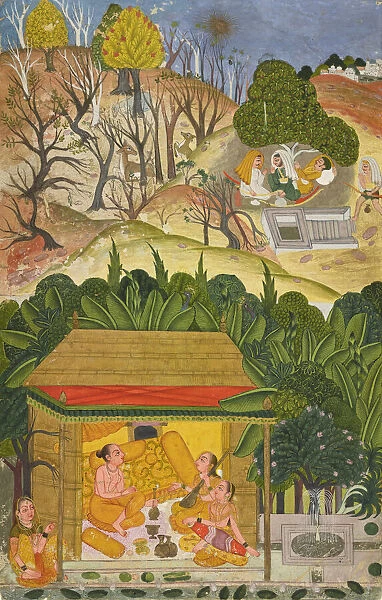 A summer month, possibly Vaisakh, folio from a Barahmasa series, ca. 1750