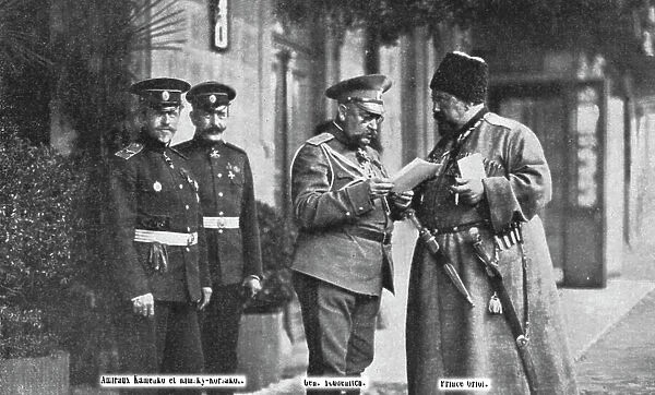 Sur le quai de la gare de Batoum, le 14 avril: le general Youdenitch, qui commande les... 1916. Creator: Unknown