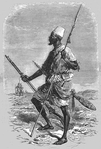 'Talibe equipped for fighting; Journey from the Senegal to the Niger, 1875. Creator: Unknown