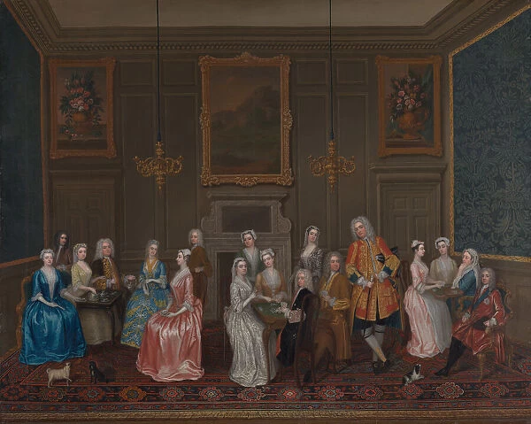 Tea Party at Lord Harringtons House, St. James s, 1730. Creator: Philips, Charles (c