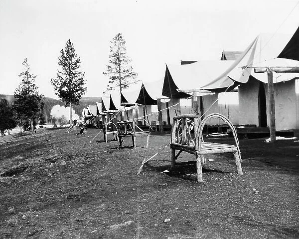 Tourist accommodations in Upper Geyser Basin, Yellowstone Park, 1903. Creator: Frances Benjamin Johnston
