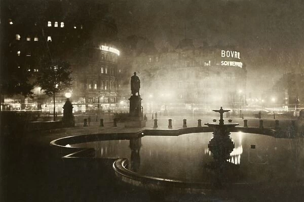 Trafalgar Square. Looking Towards Charing Cross. London by Night, 1928. Creator: Unknown