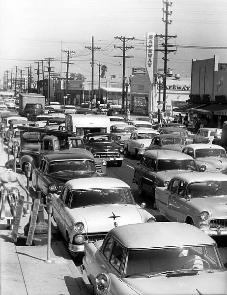 Traffic congestion in USA, 1950 s. Creator: Unknown