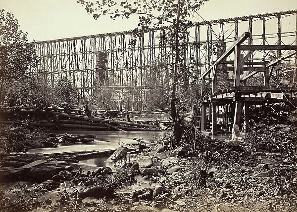 Trestle Bridge At Whiteside, Printed 1866. Creator: George N. Barnard