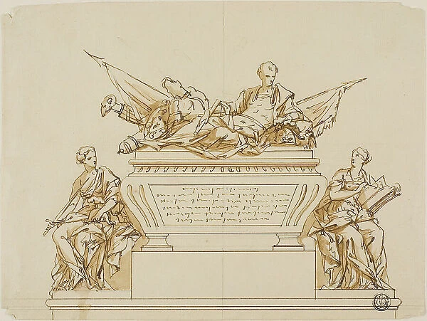 Unexecuted Design for the Monument to the First Duke of Marlborough, c. 1733. Creators: John Michael Rysbrack, Richard Wilson