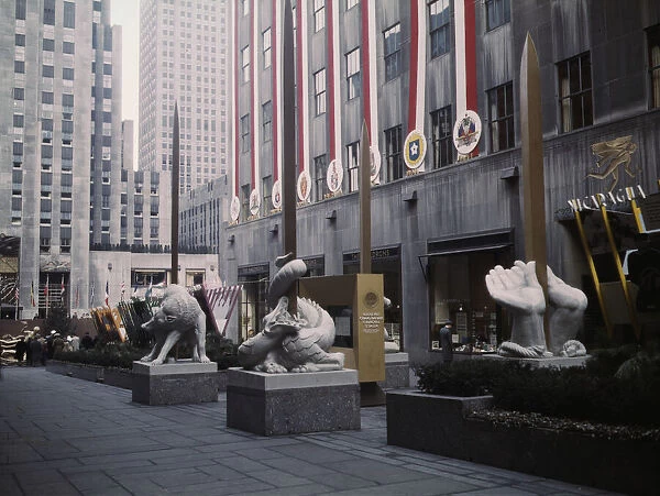 United Nations exhibit put on by OWI in Rockefeller Plaza, New York, N. Y. 1943. Creator: Marjory Collins