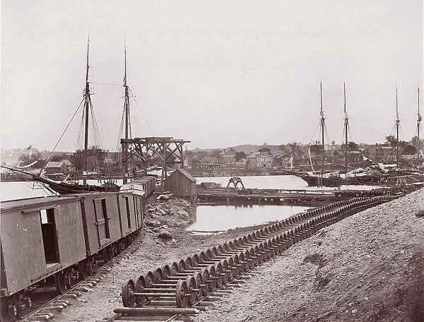 Unloading Supplies for U. S. Military Railroad opposite Richmond, Virginia, ca. 1865