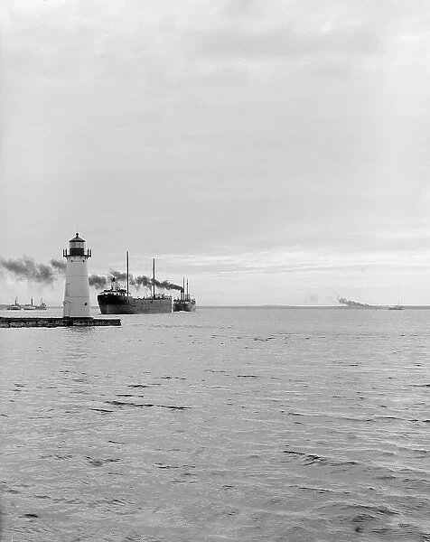 Upper light at sunrise, Sault Sainte Marie, Mich. between 1900 and 1910. Creator: Unknown