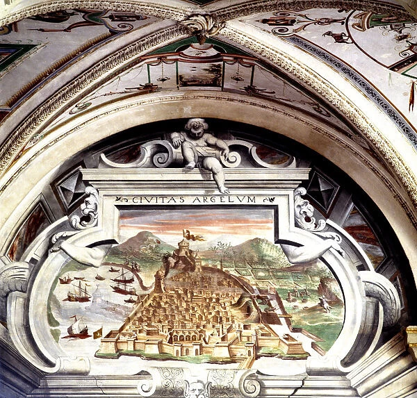 View of Algiers, taken from the work of Braun Civitates orbis terrarum, fresco