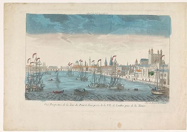 View of the city of London seen from the river Thames, 1745-1775. Creator: Anon