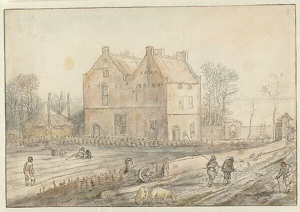 View of a Country House with Sowers in the Field, c.1610-c.1615. Creator: Hendrick Avercamp