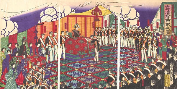 View of the Issuance of the Constitution, March 1889. Creator: Kunitoshi