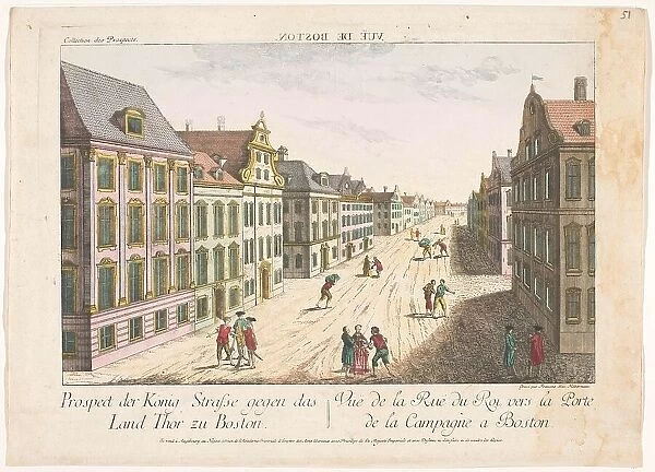 View of King Street in Boston, 1755-1779. Creator: Franz Xavier Habermann