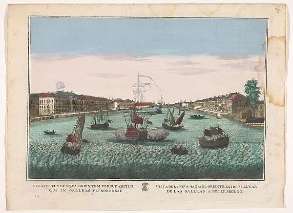 View of the Neva River in Saint Petersburg seen from the west side, 1700-1799. Creator: Unknown