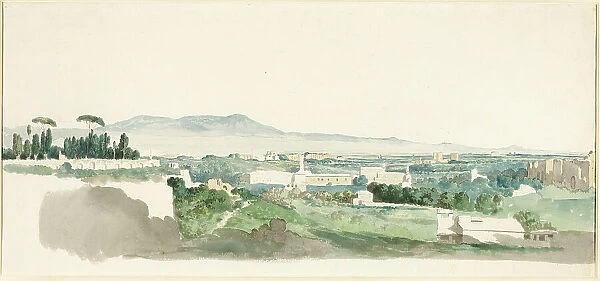 A View from the Palatine Hill, Rome, the Alban Hills in the Distance, c.1775. Creator: Carlo Labruzzi