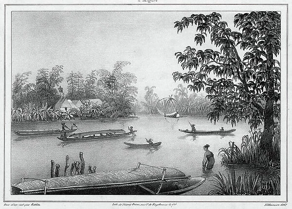 View of the Pasig River in Luzon Island, Philippine Islands, 19th century. Creators: Friedrich Heinrich Kittlitz, Godefroy Engelmann