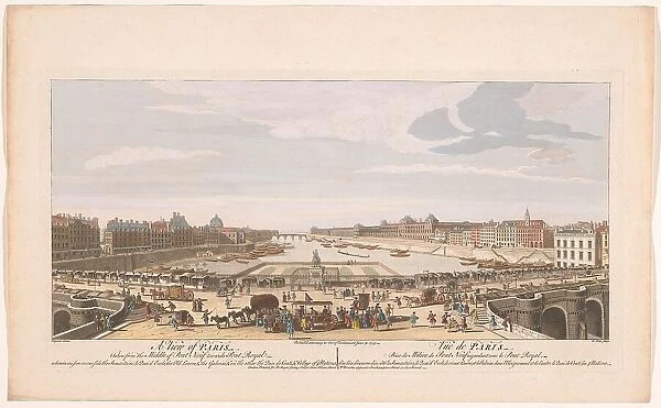 View of the Pont Neuf over the River Seine in Paris, looking towards the Pont Royal, 1749. Creator: Remigius Parr