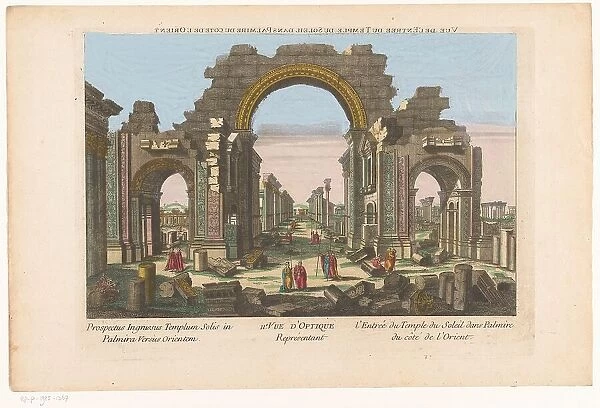 View of the ruins of the bow of the column gallery in Palmyra, seen from the east side, 1700-1799. Creator: Anon
