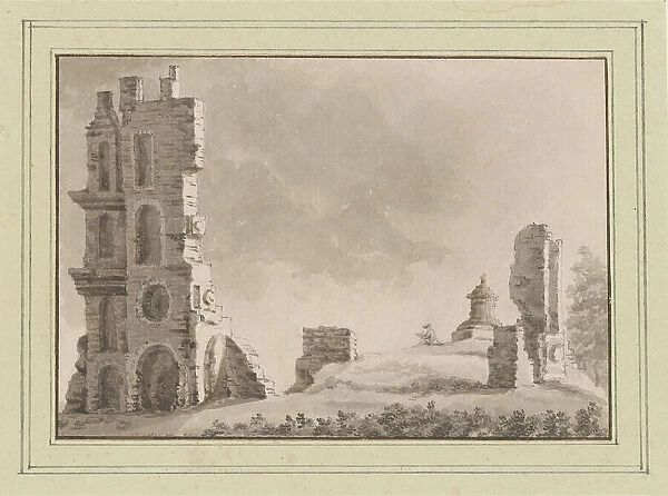 View of the ruins of Huis ter Kleef near Haarlem, c. 1752. Creator: Anon