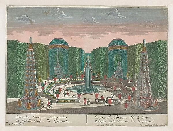View of the second water basin in the labyrinth of a garden, 1742-1801. Creator: Anon